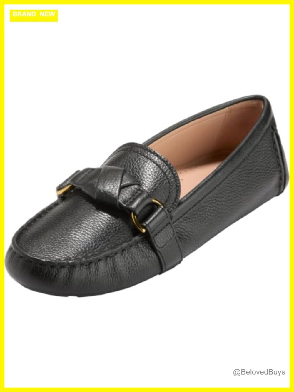 Leather Driver Loafers Knot Strap D Ring Cushioned Walking Flat Shoes
